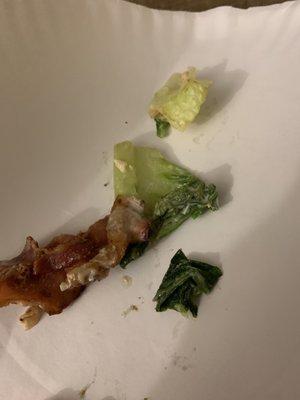 Bacon and lettuce from chicken bacon wrap