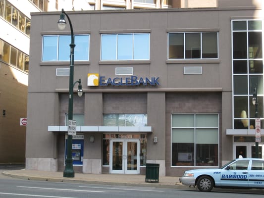 the front of the bank (in downtown Silver Spring)