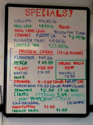 Salt Water Seafood Menu