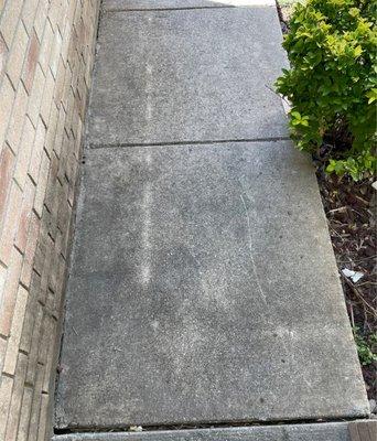 Dirty walkway before power washing service.