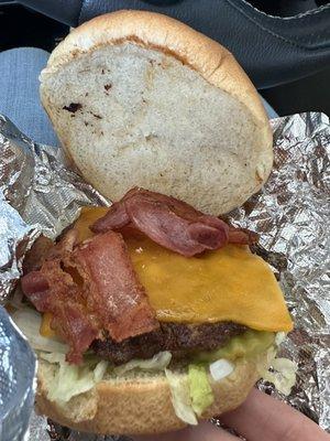 The burger had great flavor and the bacon was crispy just the way I like it.