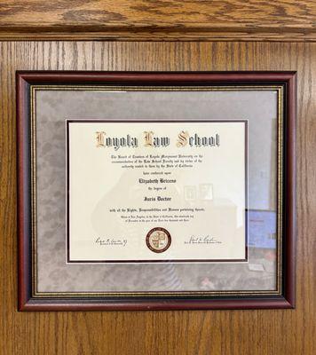 Loyola Law School diploma (12/19/03)