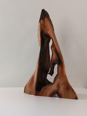 Abstract wood sculpture by Travil Martin