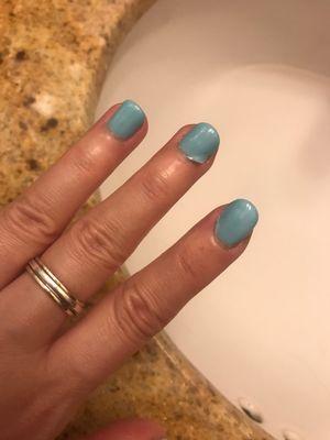 Great color choices! But it's only been 5 days since I've had these done and the gel has started to lift on a couple nails already.