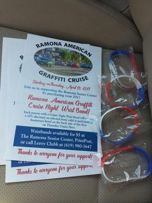 Thanks to Printpost for selling cruise night wristbands!