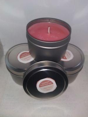 14 oz Large Tin Candles in Sweet Rose scent.