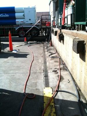 Hydro jetting and sump pump replacement for AirGas company in San Jose.