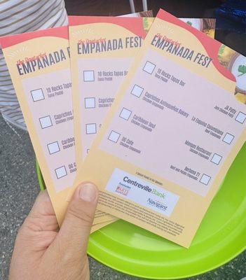 Menus and punch cards to redeem at each booth