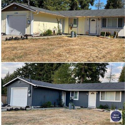 Exterior paint job, before and after.