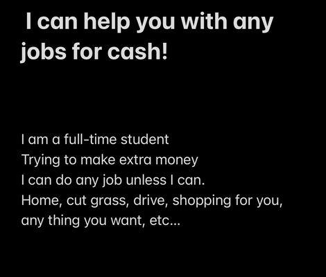 I Do Any Jobs for Cash