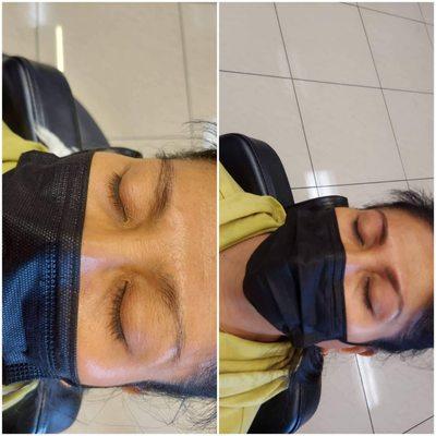 Before and after of brow tinting and threading ;))))