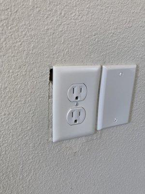 Gap next to electrical outlet