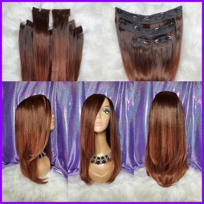 Custom Made 4 pieces Clip-On Hair Extensions.