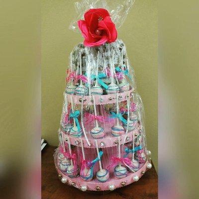 Gender Reveal Cake Pop Tower