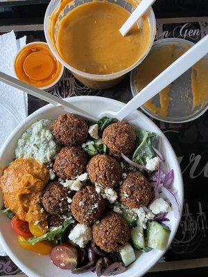 Falafel bowel and lentil soup