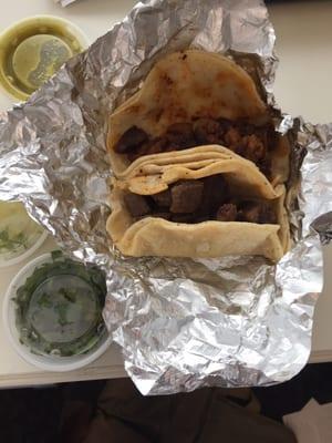 Pastor and lengua tacos.