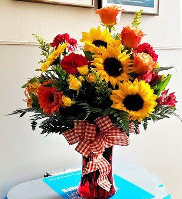 Flower arrangement from Skyland Florist titled "You are my Sunshine"