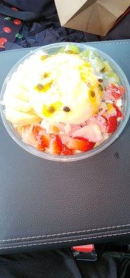 Top shot of Fruit Salad Bowl with Soursop Yogurt