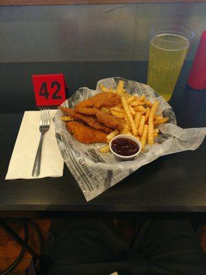 Chicken strip basket. The new number cards also helps them keep the orders straight when they get busy.