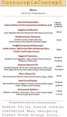 Summer farmers market menu