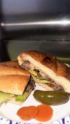 TORTA DE ASADA BEANS, MEAT, MAYO, LETTUCE, TOMATO, AVOCADO AND SALSA