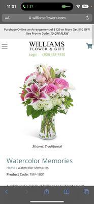 Flower arrangement from website