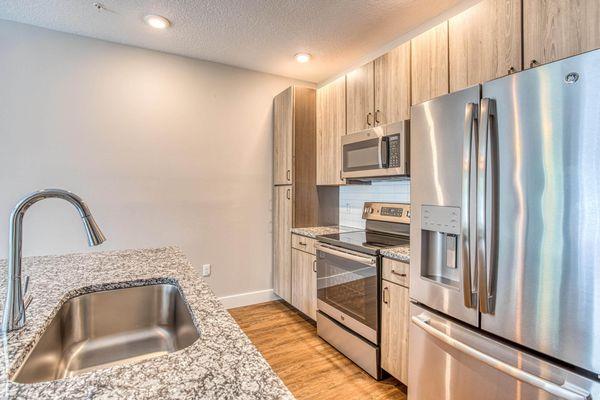 Kitchen with Gray Cabinets