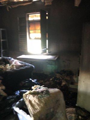 Bedroom after fire