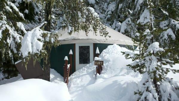 The camp can get quite a bit of snow in the wintertime. The roads are plowed daily making it easy to access at any time.