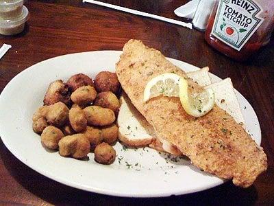 Lunch: Fried catfish and okra.