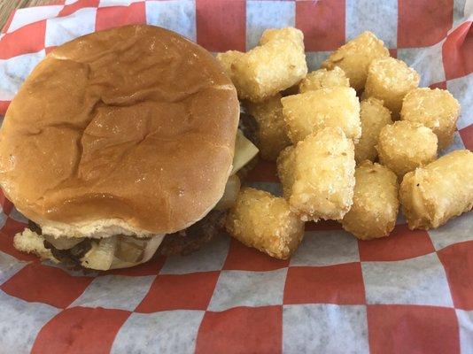 Burg Burger and tots.