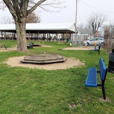 old school spinning piece and benches