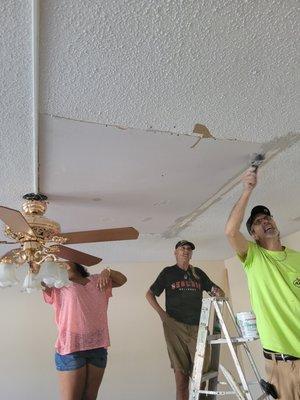 Repairing a large patch in a ceiling in Hinesville, Ga