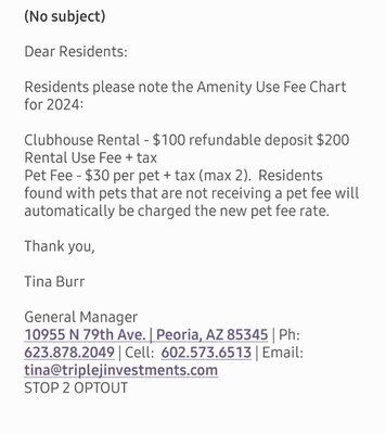 2024 fees...they charge for pets