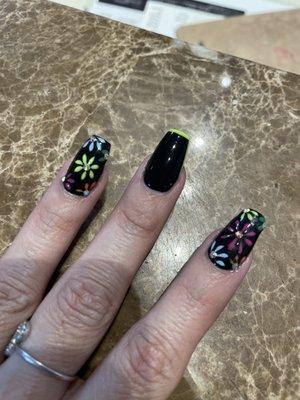 They have the best nail techs here that I have been too. Love that Crystal can do hand painted designs and she is very good.