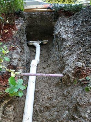 Main sewer excavation and repair