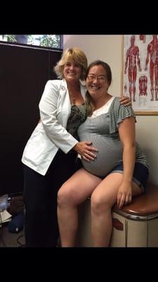 Dr Freeburg taking good care of me at 41 weeks pregnant!