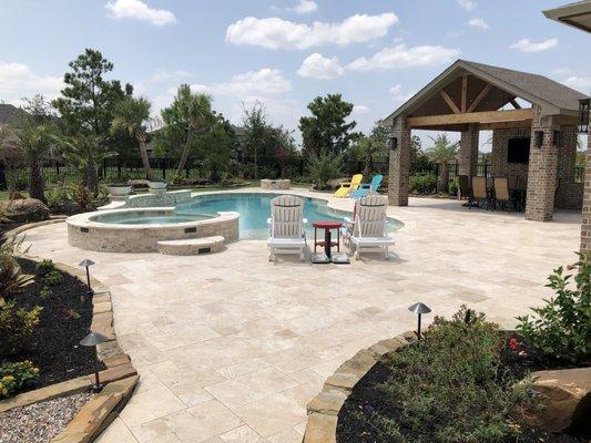 Full backyard transformation in Bridgeland.  Included pool, patio, freestanding patio cover, outdoor kitchen and full landscape.