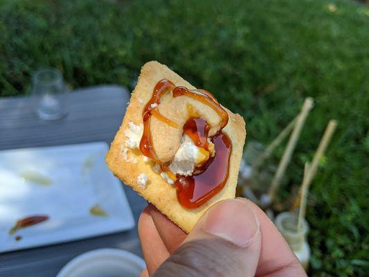 Tasty tasting of fresh real honey