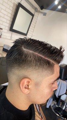 Skin fade with a combover