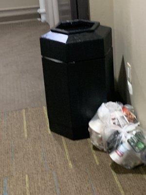 Trash in halls not emptied for days