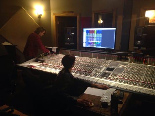 Students learning our SSL Console, Pro Tools and our outbaord analog recording equipment.