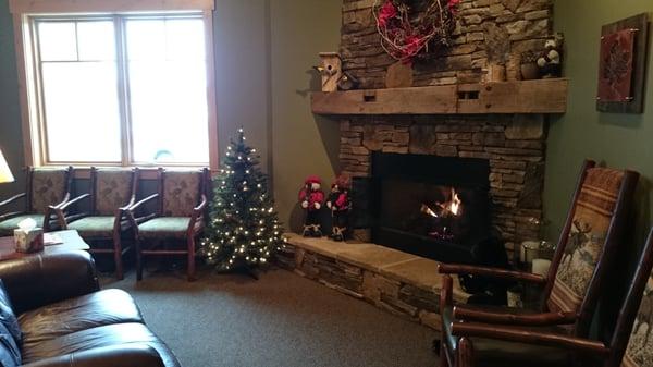 They even have a fireplace in the waiting room!