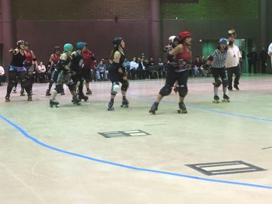 3/11/17. Saturday night! Twin City Knockers vs. Cajun Roller Girls out of Houma! All Female Flat Track Roller Derby Action!!