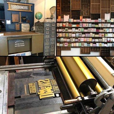 All of our cards are designed and printed on-site on our antique 1913 press.