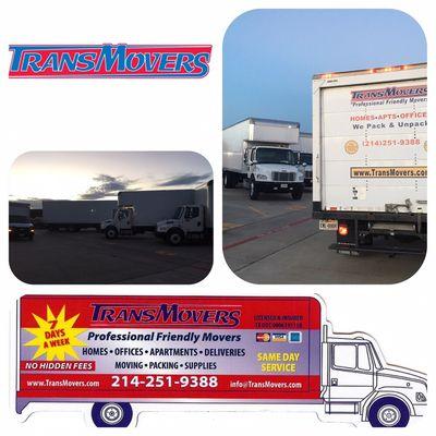 TransMovers LLC owns different size moving trucks.