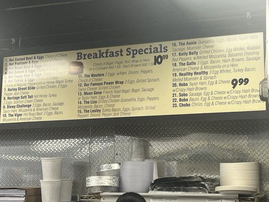 Breakfast menu