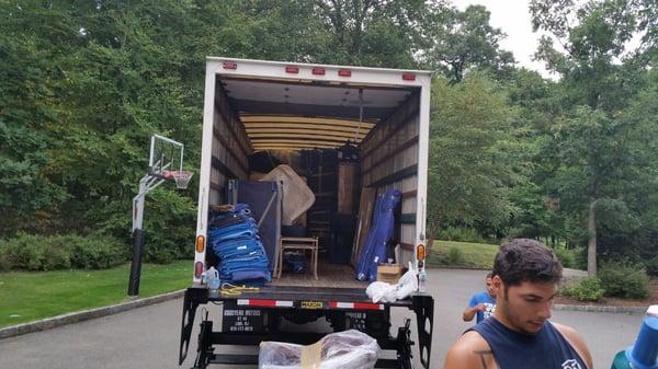 Loading up one of our trucks.