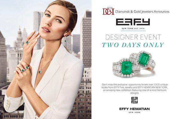 Our Exciting two Day Effy Event starts tomorrow, Tuesday November 12,2023, for only two days get 40% off this Unique New York Designer.