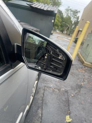 Broken mirror that their machine did